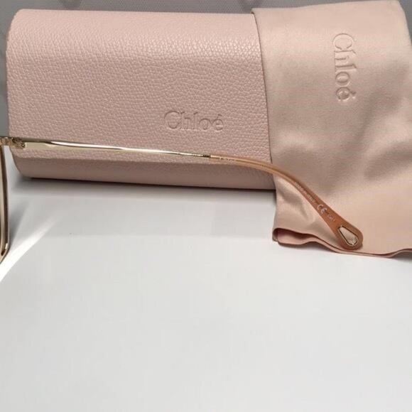 New Authentic Chloé CH0026S 003 Sunglasses – Shiny Gold Frame / Solid Nude - Picture 14 of 14
